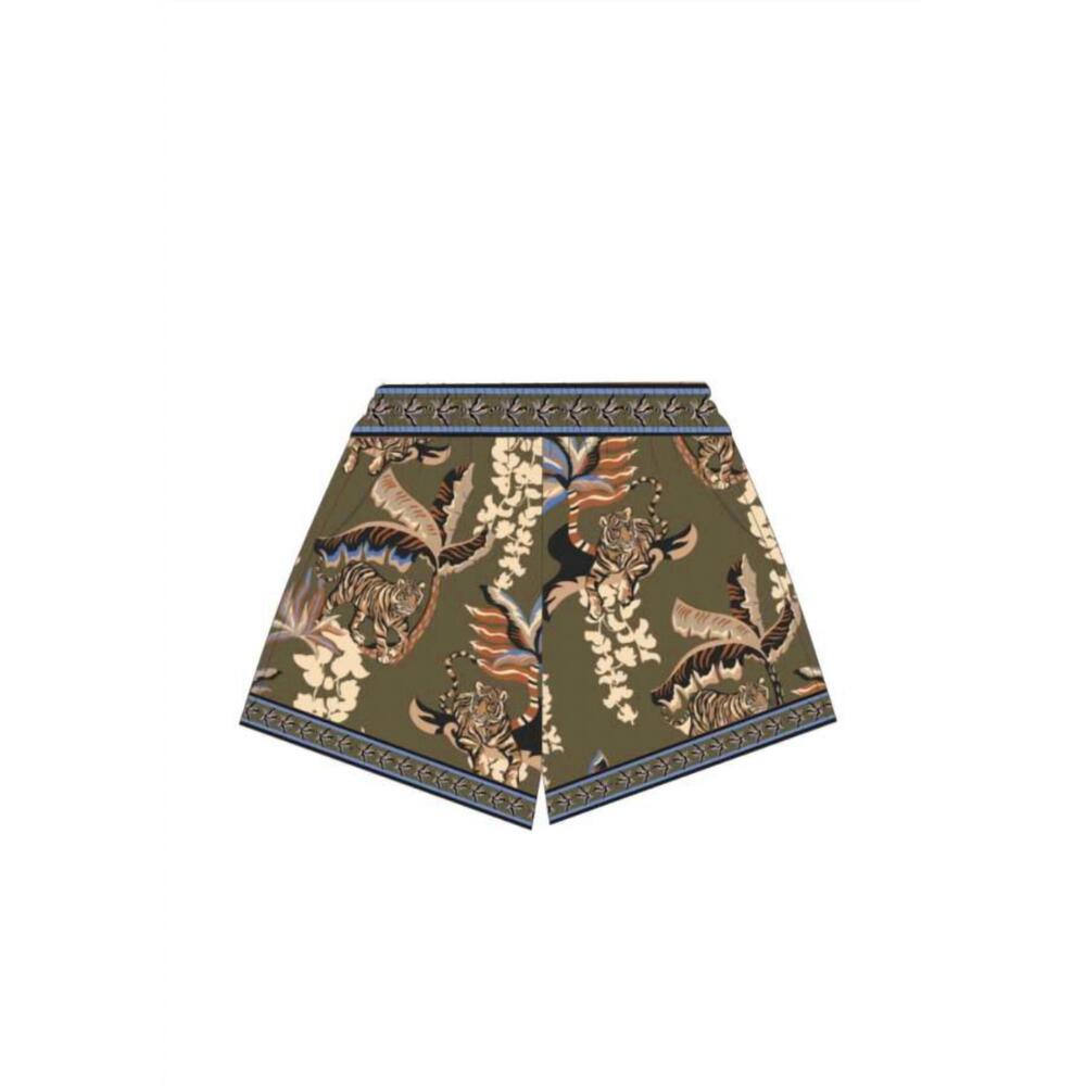 NEW LAS SUREÑAS women's bali tiger shorts in green